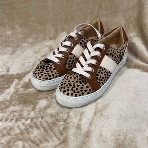 JustFab Leopard Print Sneakers with Brown and White Accents